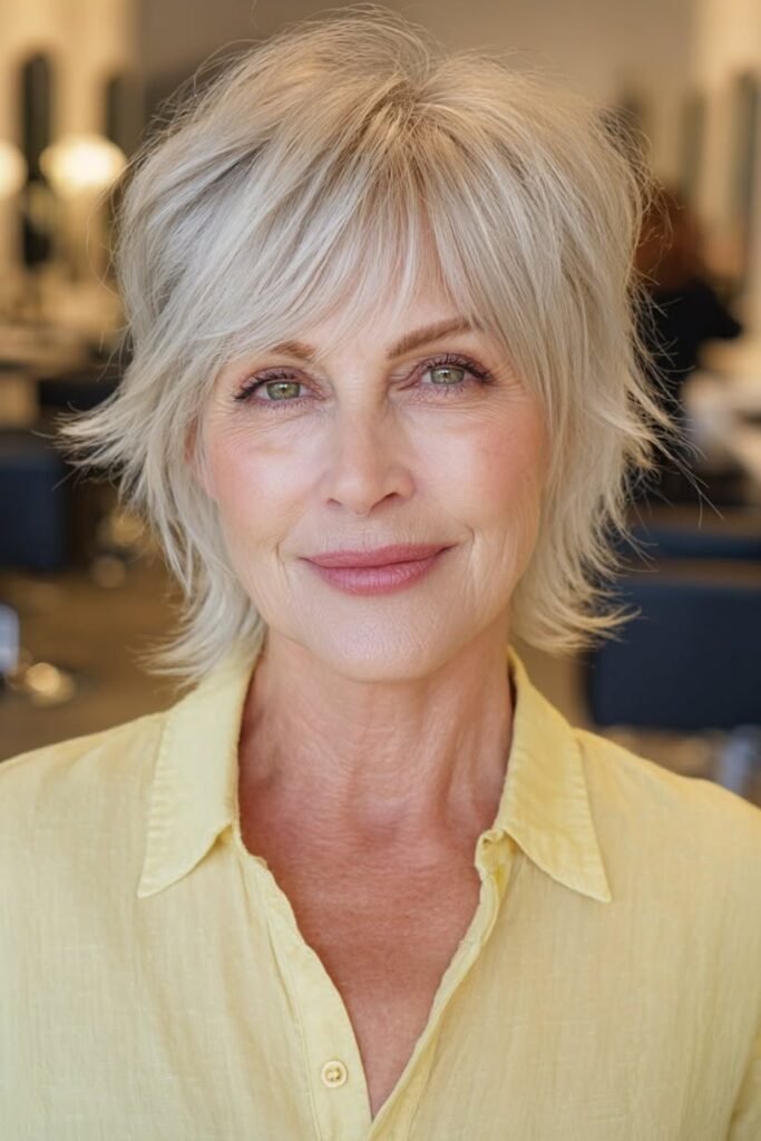 Piece-Y Shaggy Bob with Side-Swept Bangs