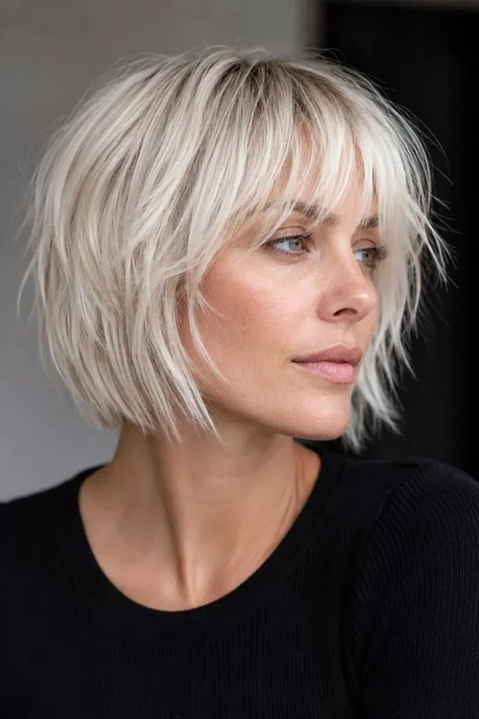 Piece-y Textured Bob with Front Bangs