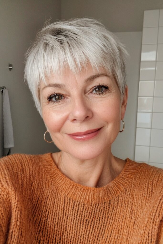 Piecey Silver Pixie with Soft Bangs