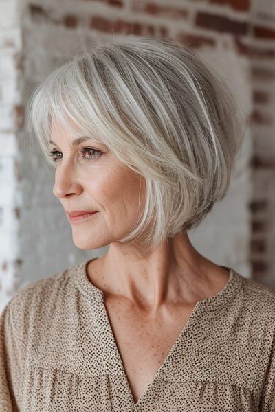 Piecey Textured Bob with Wispy Bangs