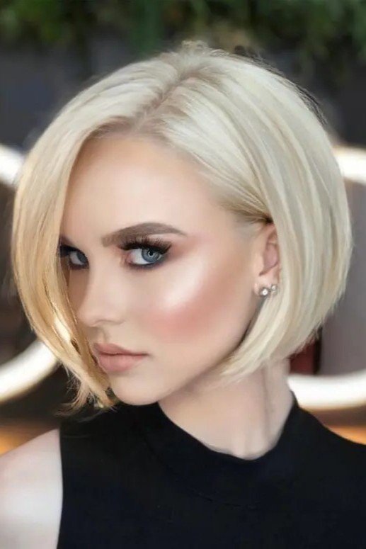 Platinum Blonde Rounded Bob