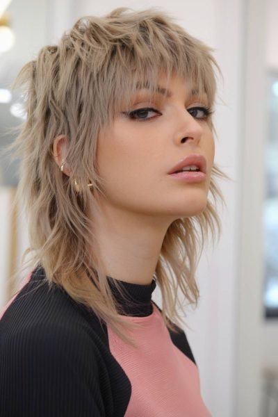 Platinum Blonde Shag with Textured Layers