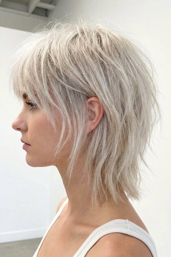 Platinum Layered Shag with Face-Framing Pieces