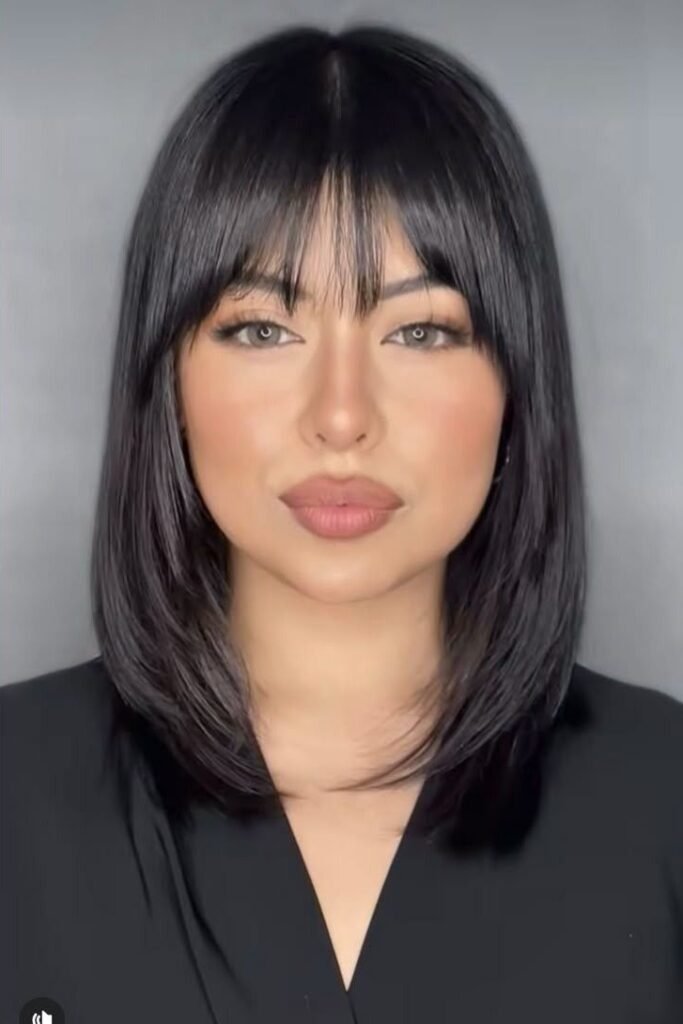 Polished Black Bob with Wispy Bangs