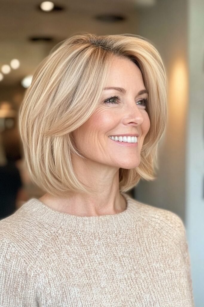 Polished Blonde Bob with Soft Face-Framing Layers