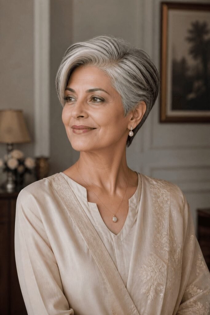 Polished Silver Bob with Side Parting