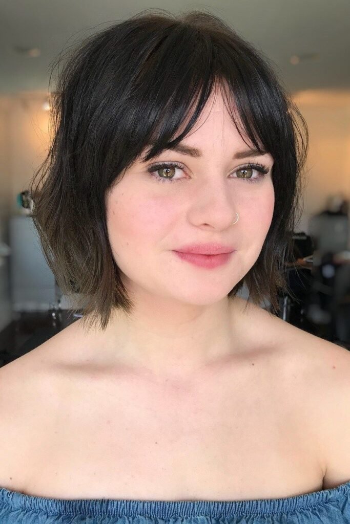 Shaggy Dark Bob with Piece-Y Fringe