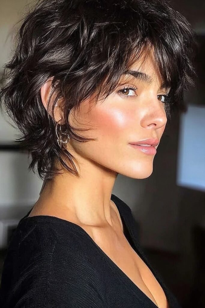 Shaggy Layered Bob with Curtain Bangs