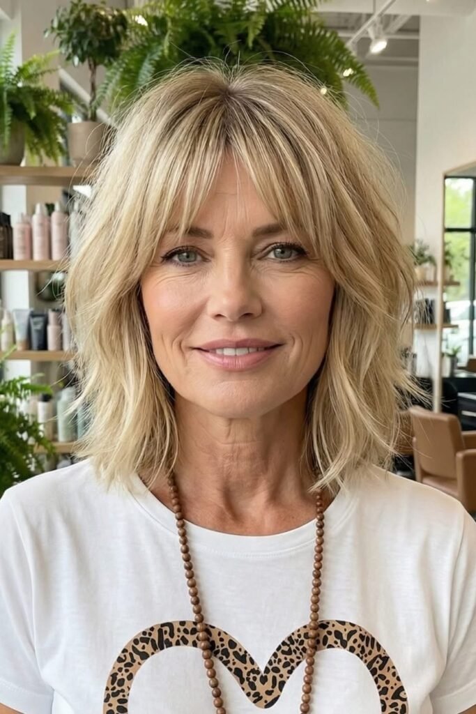 Shaggy Layered Bob with Full Bangs