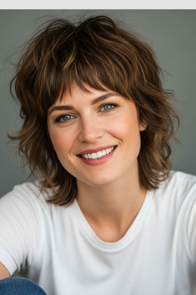 Shaggy Layered Bob with Soft Fringe
