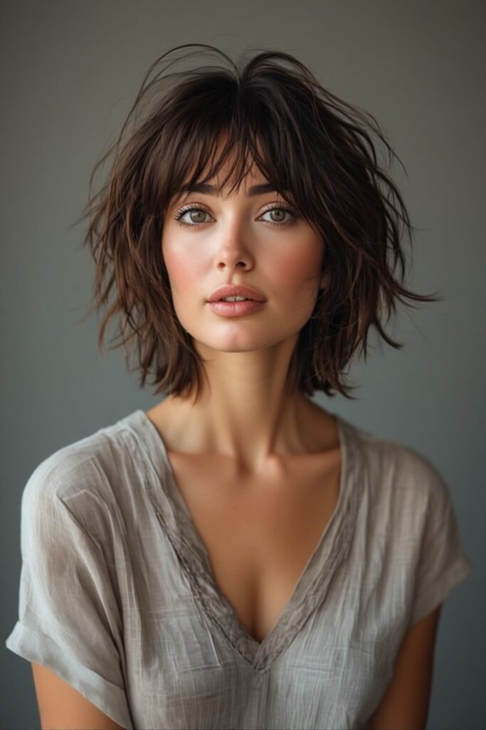 Shaggy Layered Bob with Textured Bangs