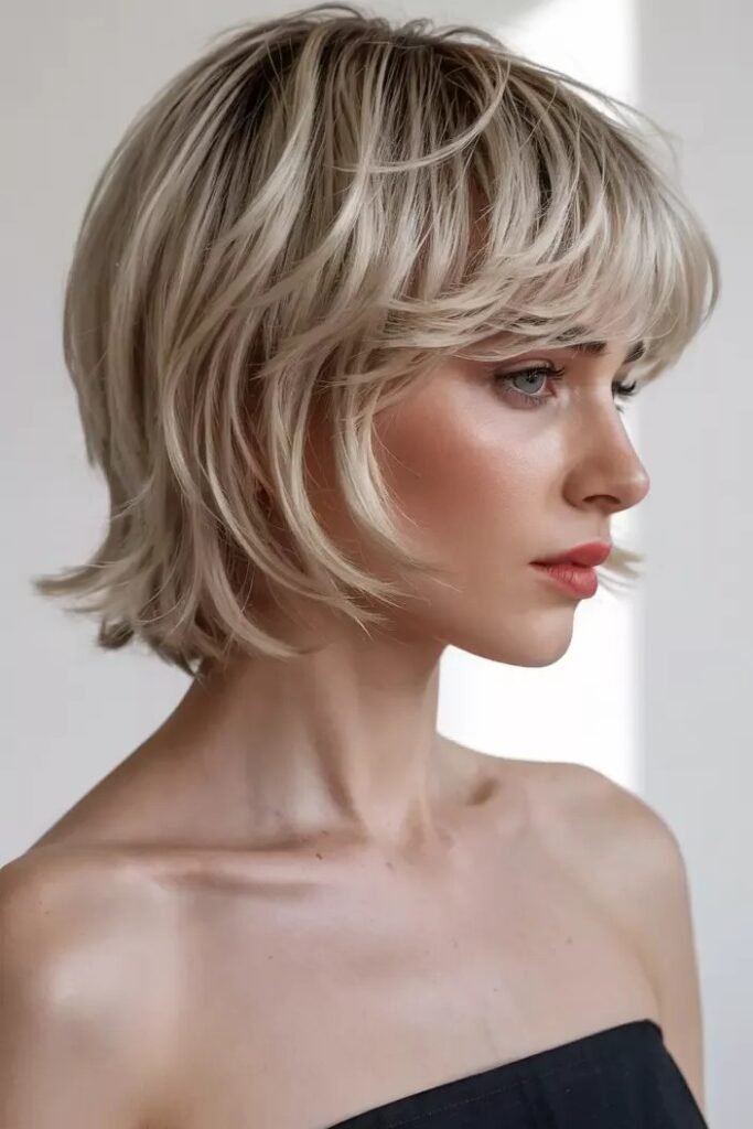 Shaggy Layered Bob with Volume and Bangs