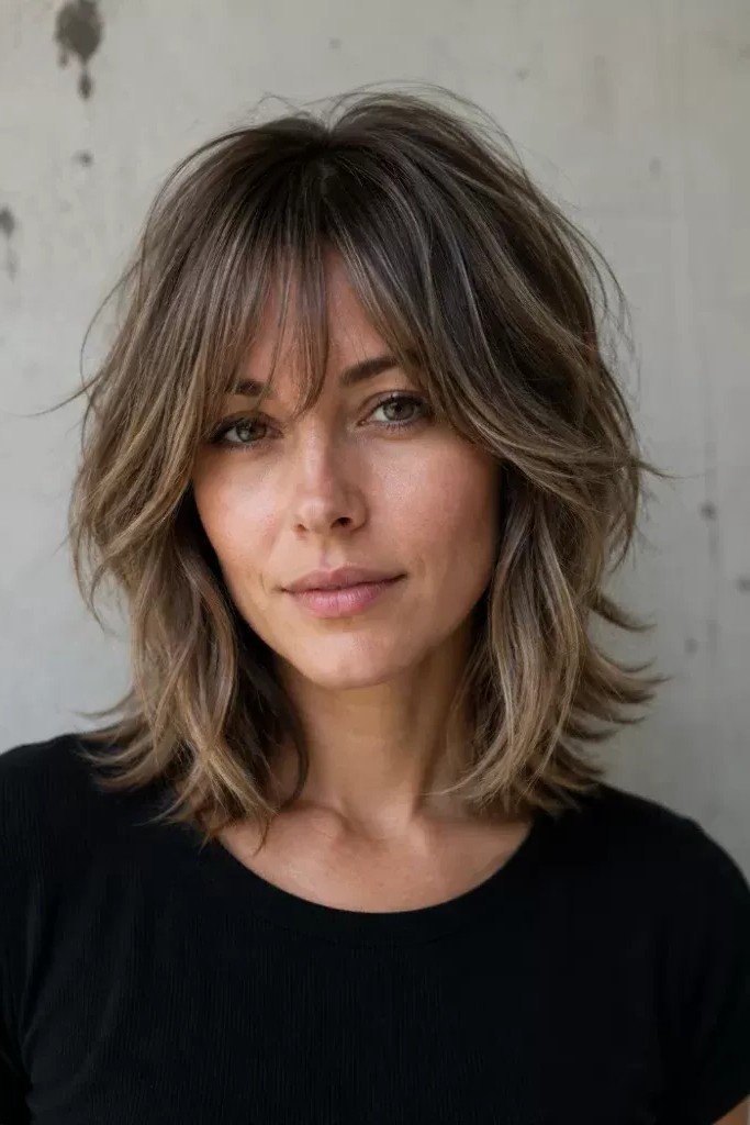 Shaggy Layered Bob with Wispy Bangs