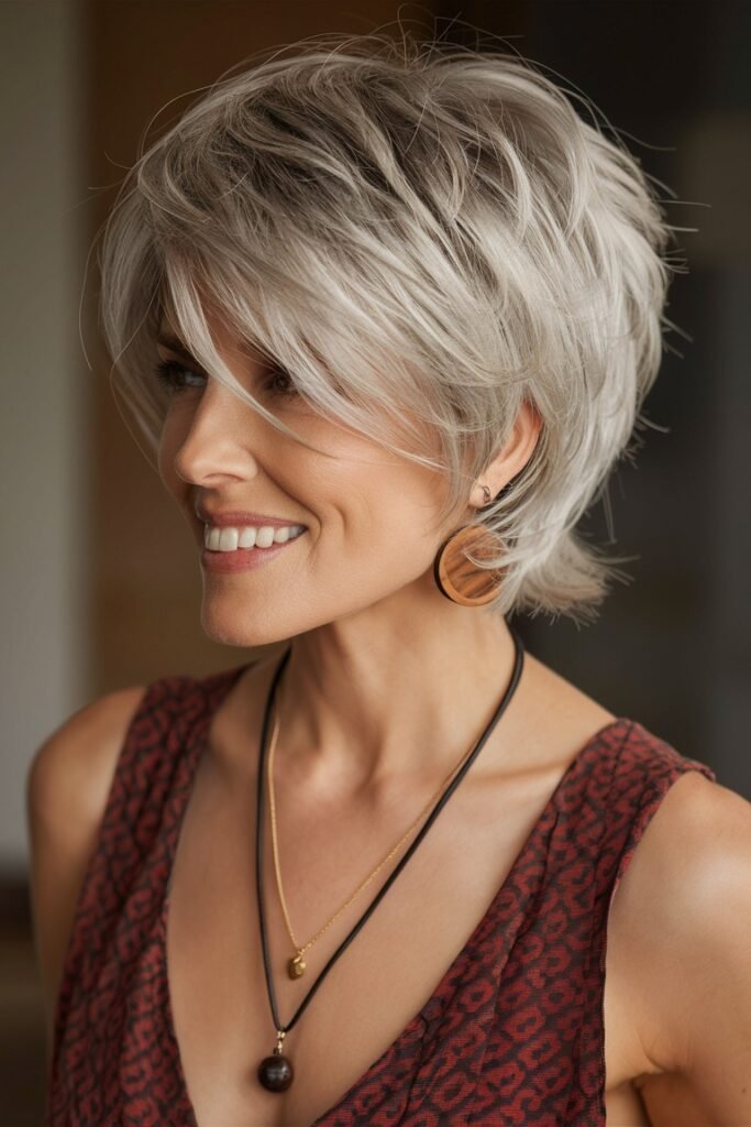 Shaggy Layered Bob with Wispy Side Bangs