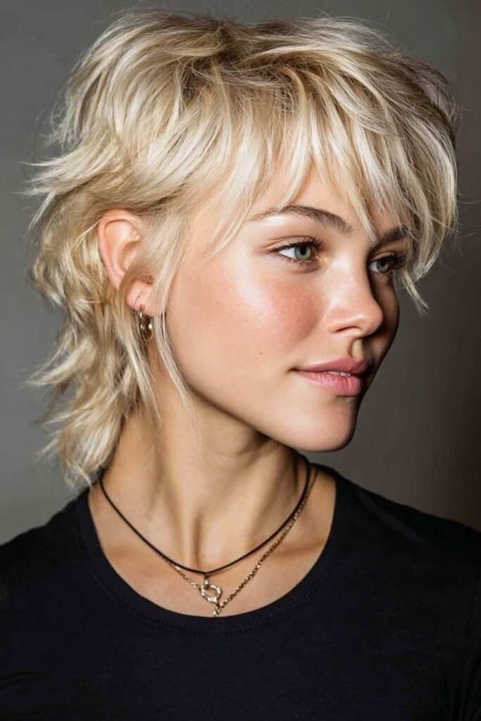 Shaggy Layered Mullet with Curtain Bangs