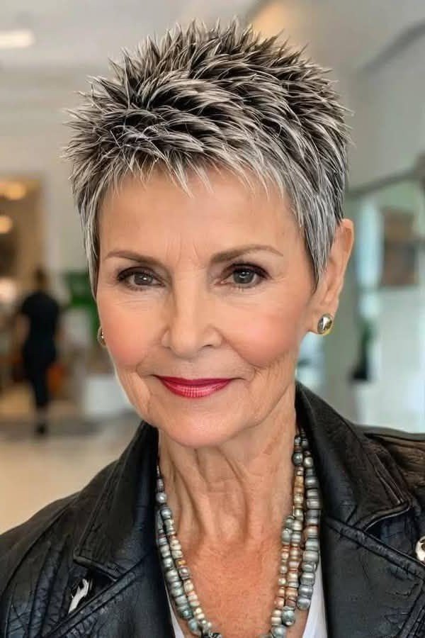 Sharp Spiky Grey Pixie Cut