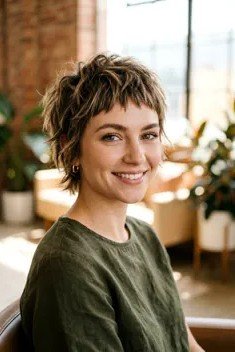 Short Choppy Brown Shag with Micro Bangs