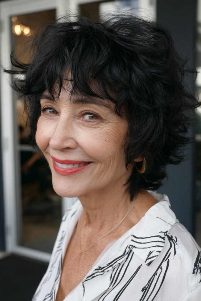 Short Choppy Shag with Dark Tousled Layers