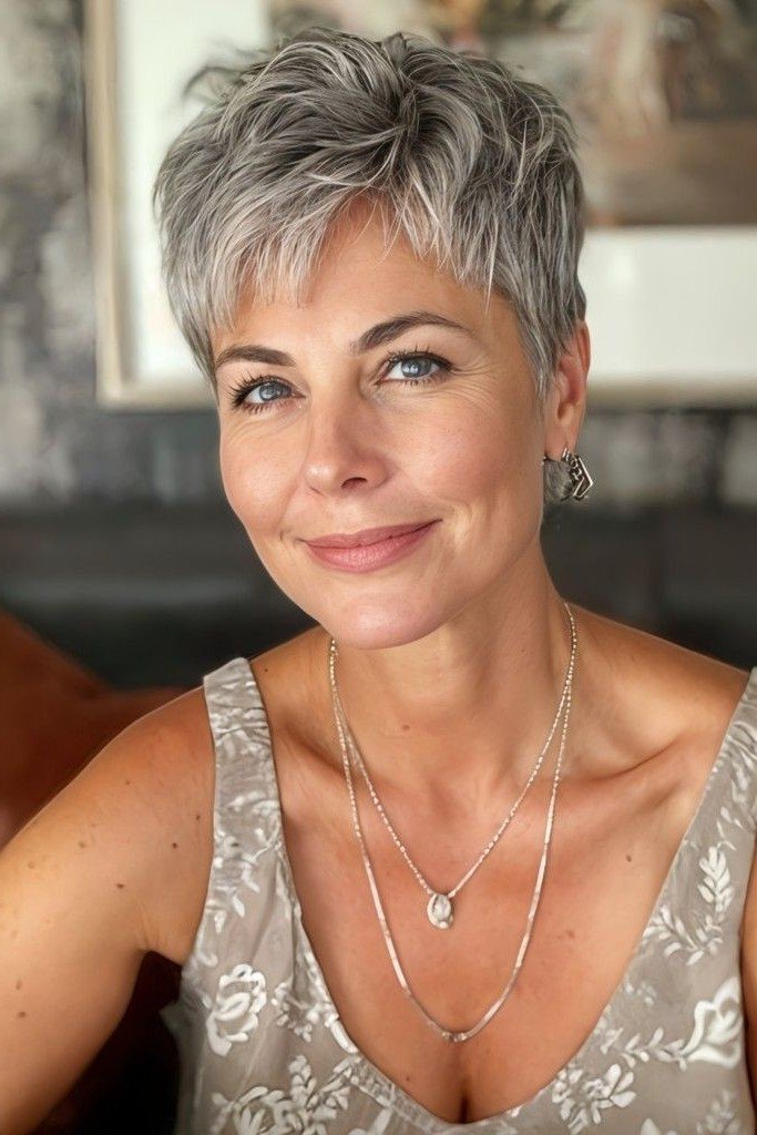Short Cropped Pixie Cut with Textured Top