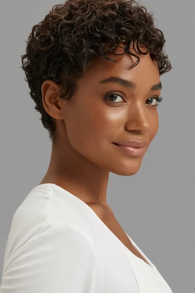 Short Cropped Pixie with Soft Tight Curls