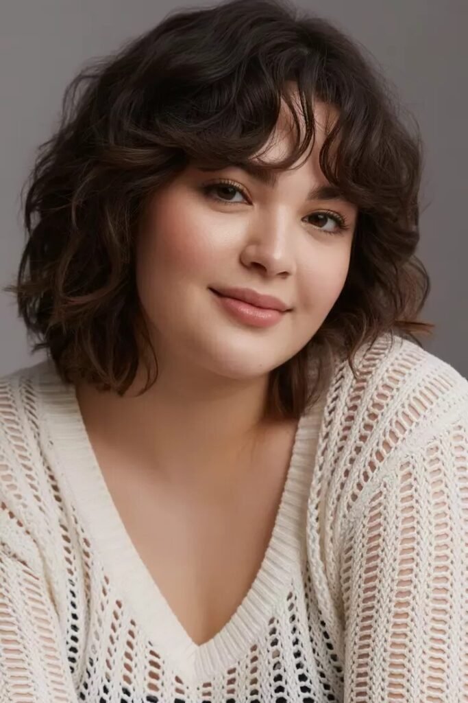 Short Curly Bob with Soft Framing Layers