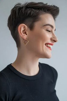 Short Dark Pixie Cut with Side Undercut