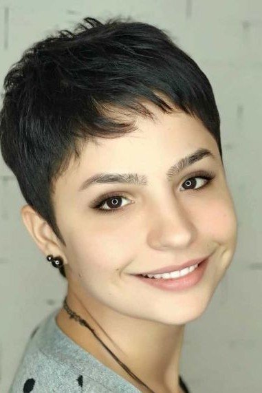 Short Dark Textured Pixie Cut