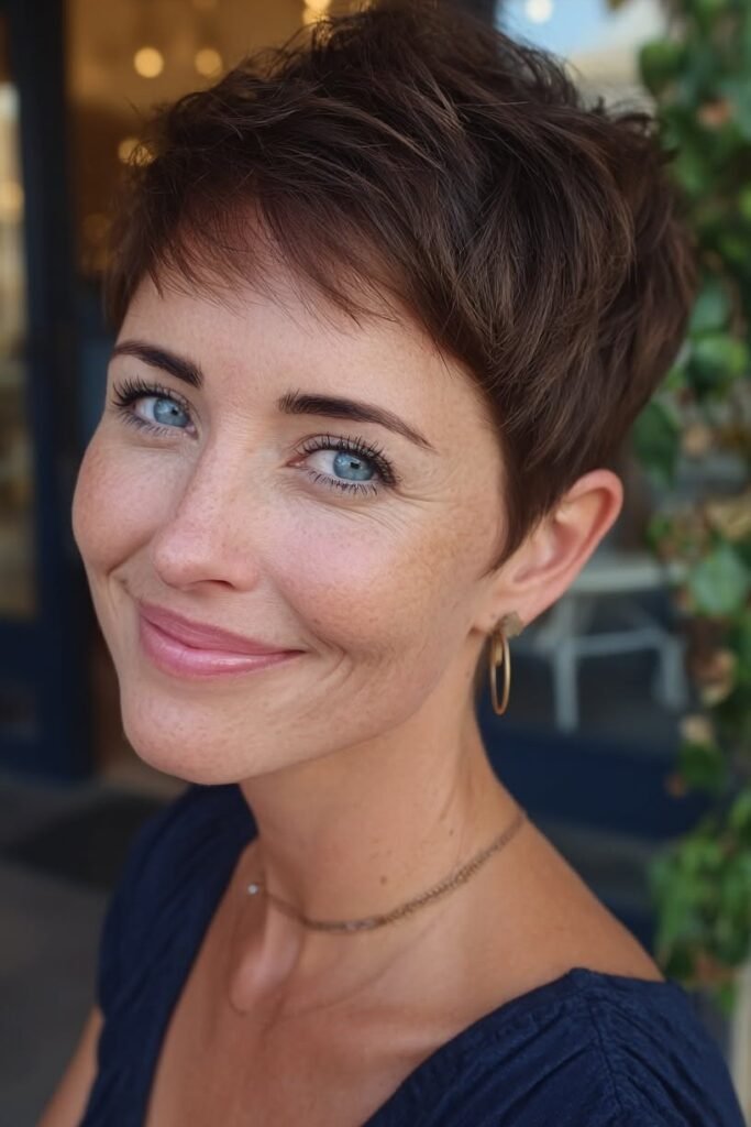Short Layered Brunette Pixie