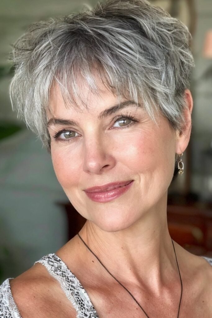 Short Layered Pixie with Wispy Bangs