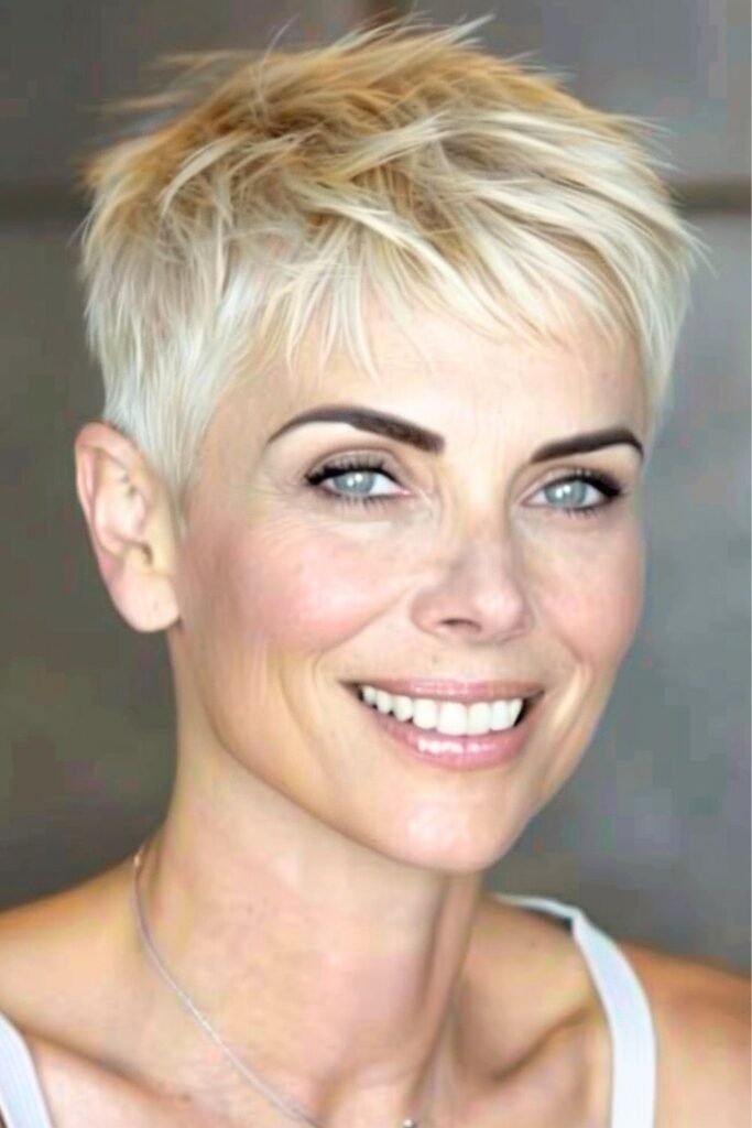 Short Platinum Blonde Pixie Cut