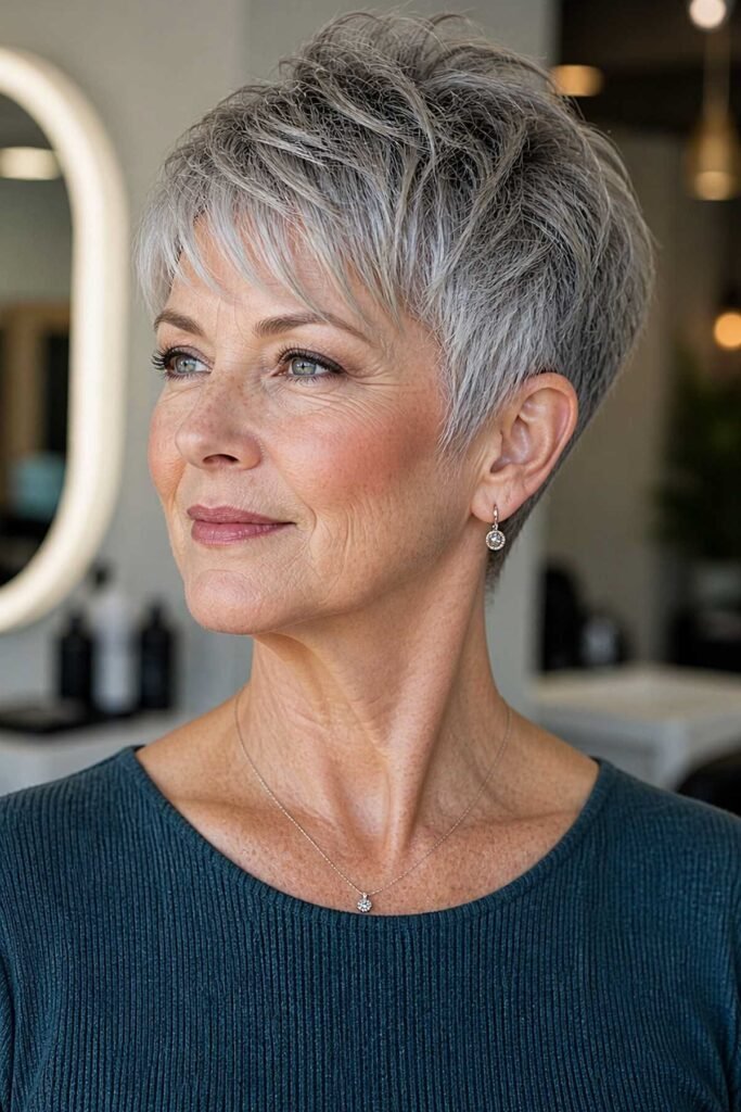 Short Silver Textured Pixie