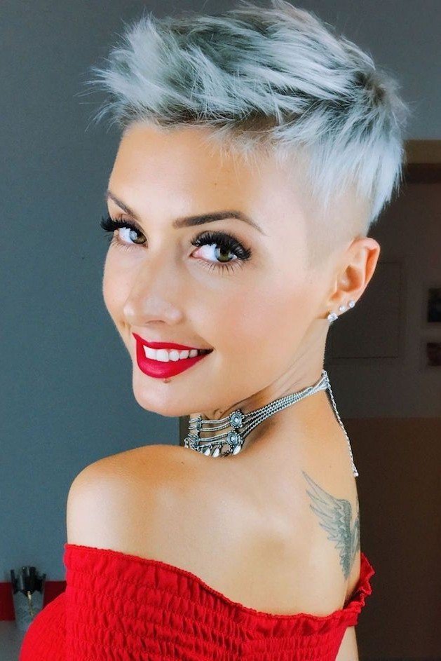 Short Silver-White Pixie Cut with Texturized Top
