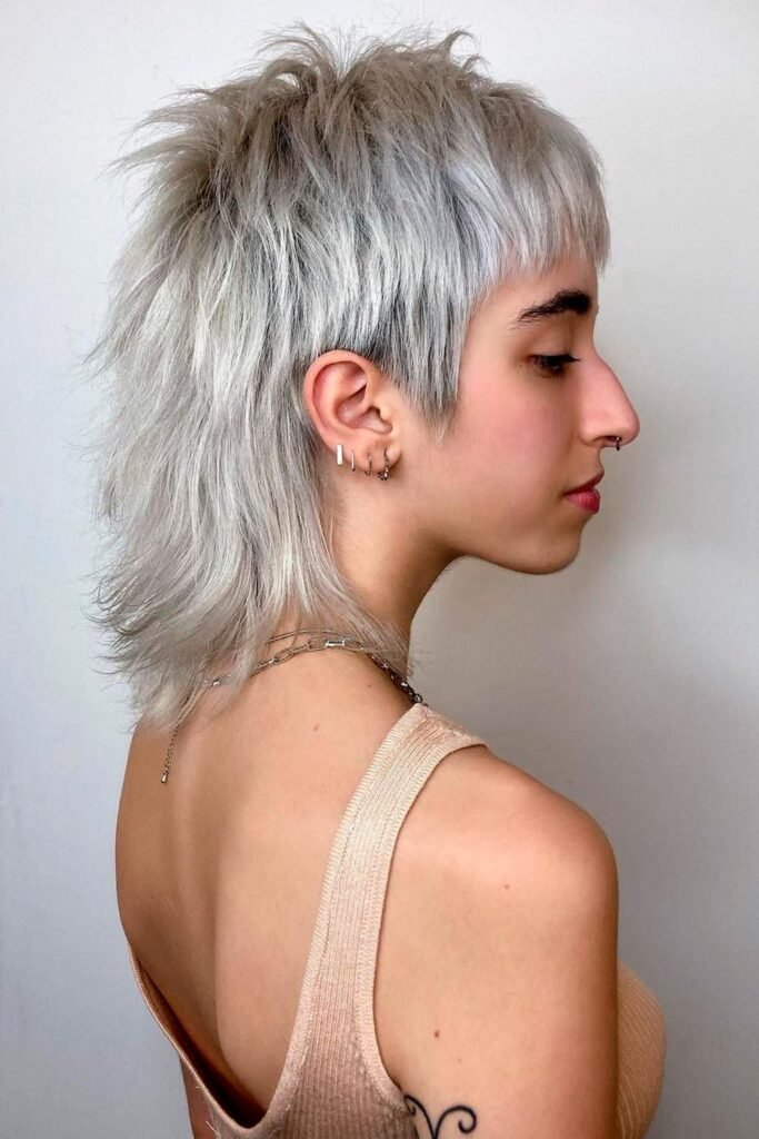 Short Silver Wolf with Blunt Bangs