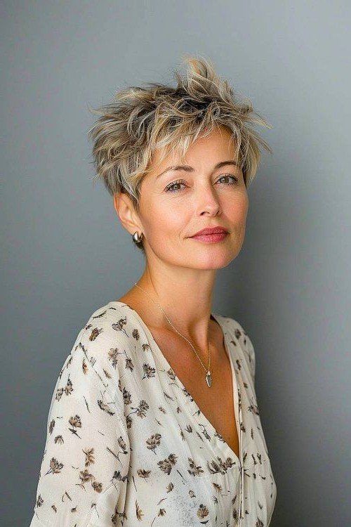 Short Spiky Blonde Crop with Textured Layers