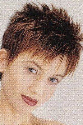Short Spiky Brunette Pixie Cut with Wispy Fringe