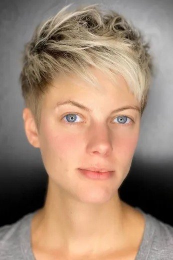 Short Tapered Blonde Pixie Cut