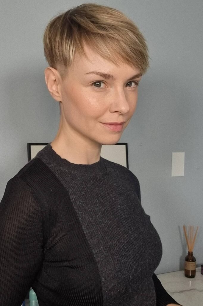 Short Tapered Pixie Cut with Wispy Bangs