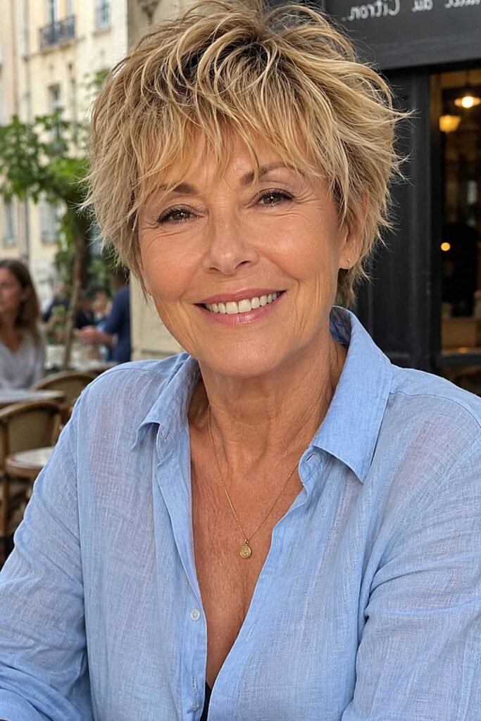 Short Textured Blonde Shag-Bob