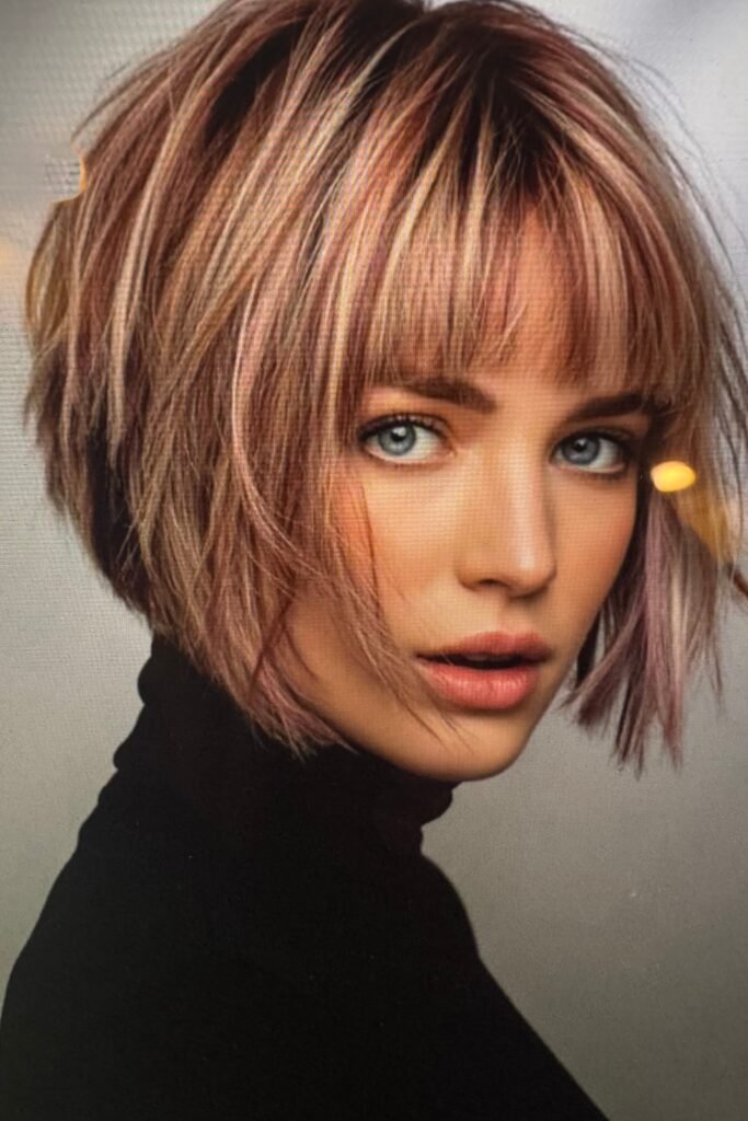 Short Textured Bob with Subtle Highlights