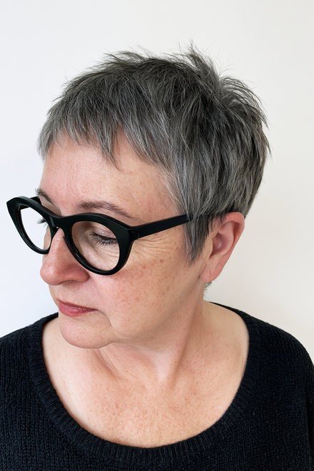 Short Textured Grey Pixie Cut