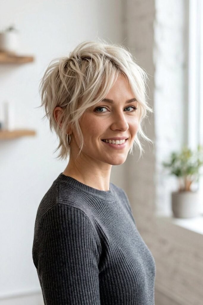 Short Textured Pixie Bob with Wispy Bangs