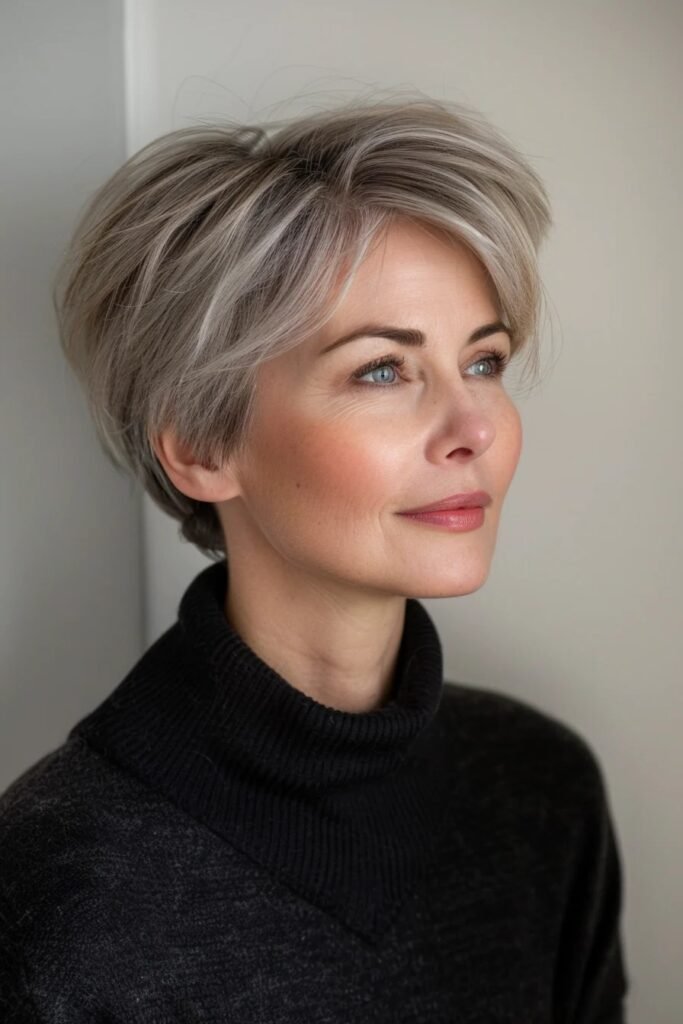 Short Textured Pixie Cut with Side-Swept Layers
