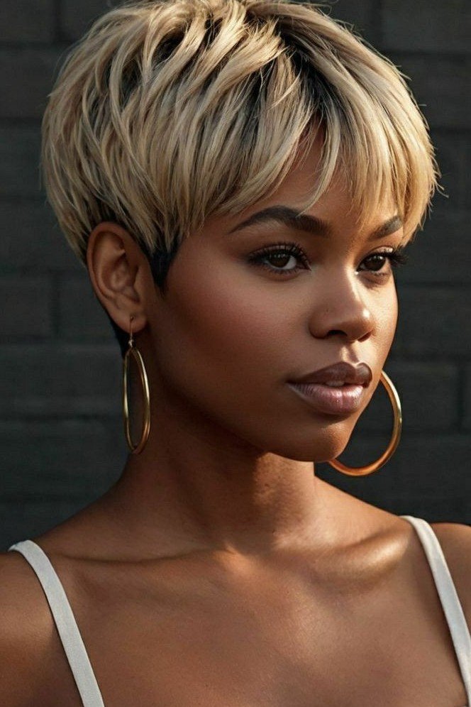 Short Textured Pixie Cut with Subtle Highlights