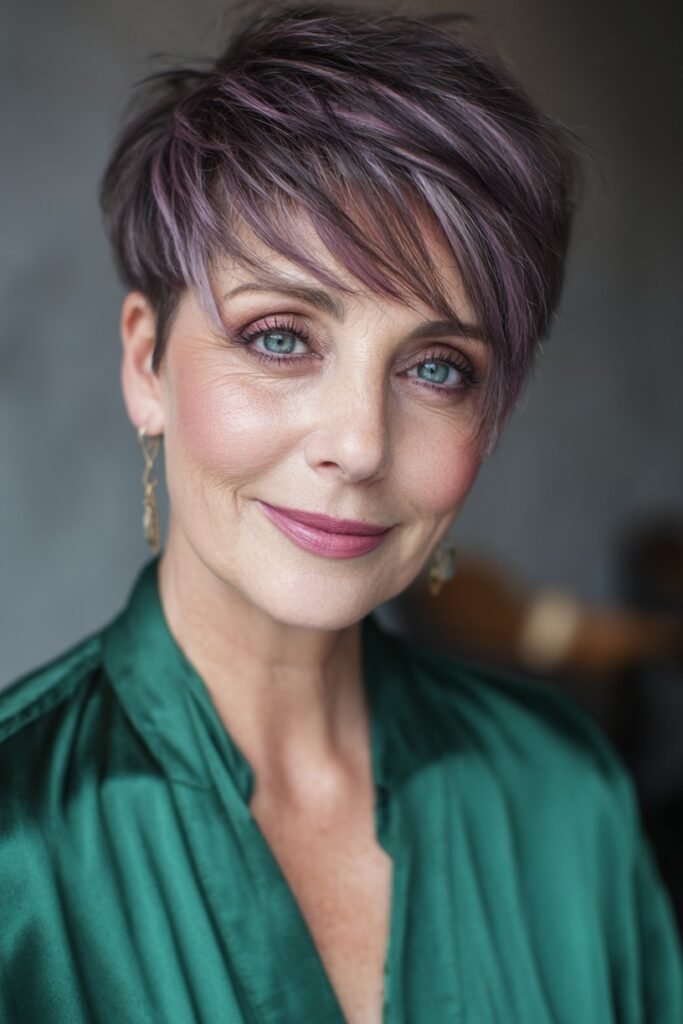 Short Textured Pixie with Soft Pastel Purple Tints