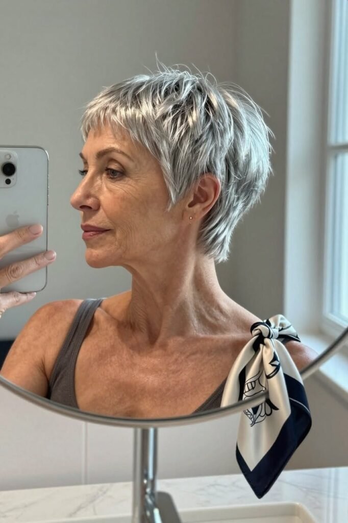 Short Textured Pixie with Tapered Sides