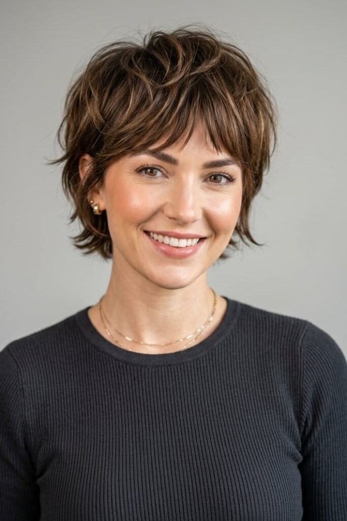 Short Textured Shag with Layered Fringe