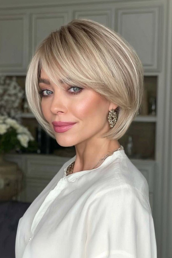Short Voluminous Layered Bob