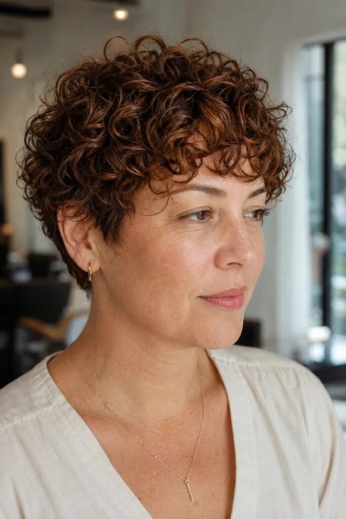 Short Voluminous Pixie with Natural Curls