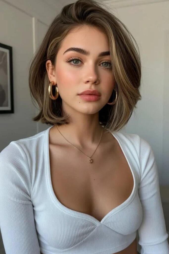 Shoulder-Length Bob with Face-Framing Highlights