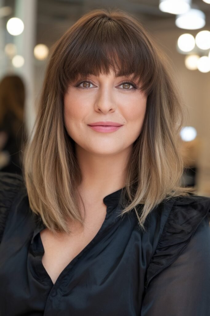 Shoulder-Length Bob with Soft Full Bangs